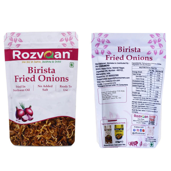 Crispy Rozvaan Birista Fried Onion pieces in a bowl, showcasing golden-brown, crunchy fried onions used as a flavorful garnish.