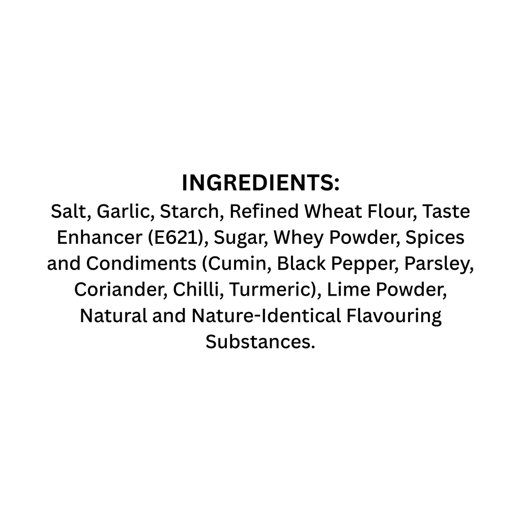 Rozvaan Lasooni Tikka Marinade back label showcasing ingredients and nutritional information.