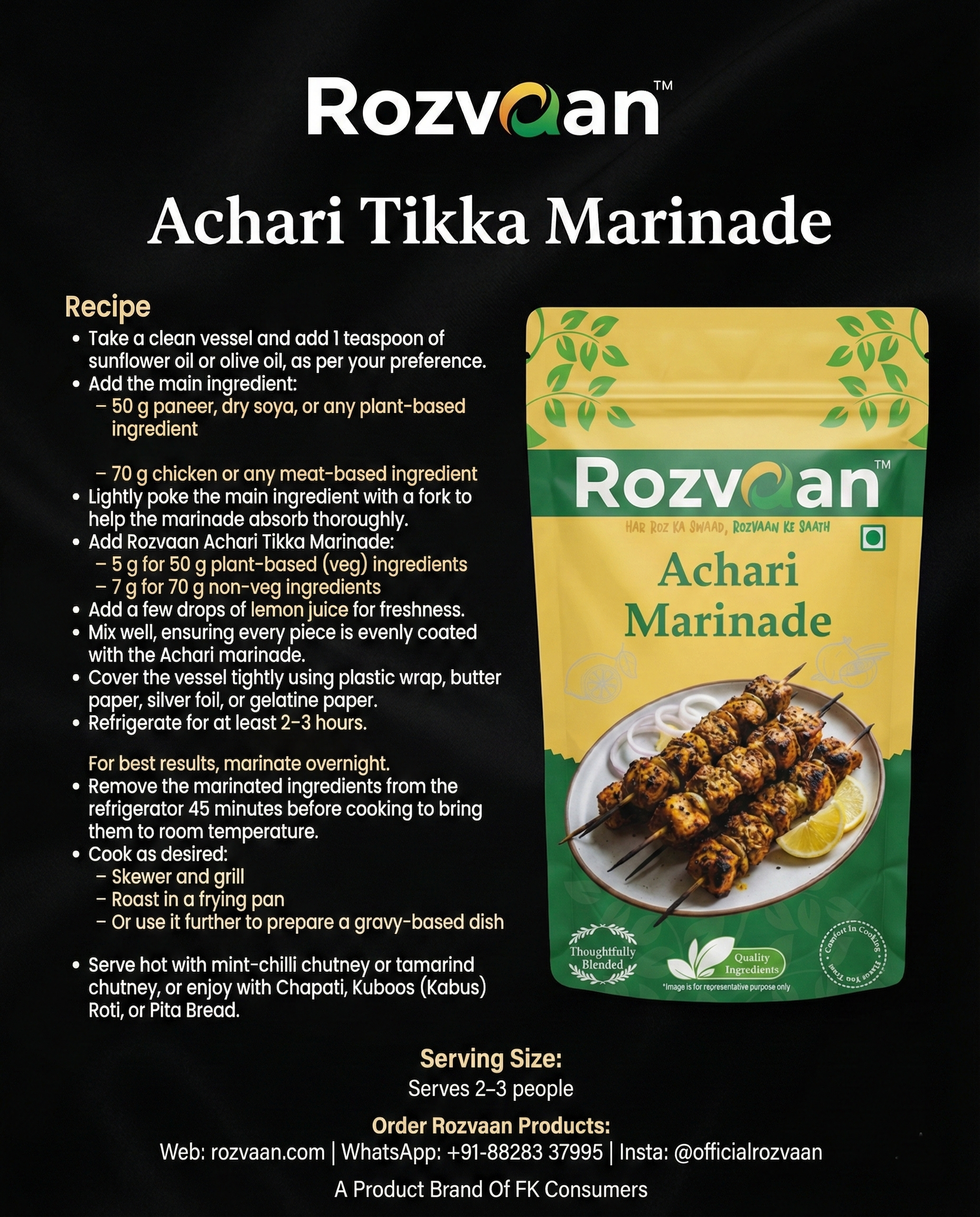 Rozvaan Achari Tikka Marinade in a bowl with spices, perfect for marinating chicken or vegetables for grilling.