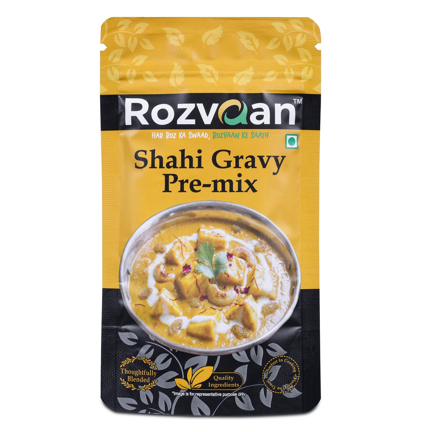 Rozvaan Shahi Gravy Premix, flavorful gravy powder masala in a jar, ready to enhance Indian dishes with rich spice blend.