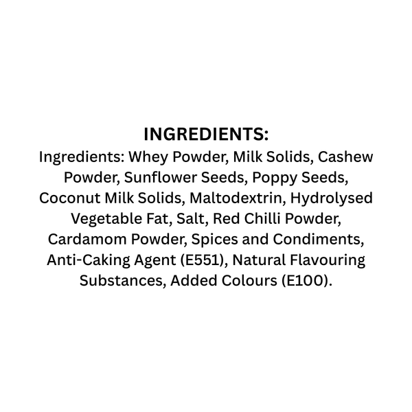 Rozvaan Shahi Gravy Premix back view showing ingredients list for flavorful gravy powder masala.