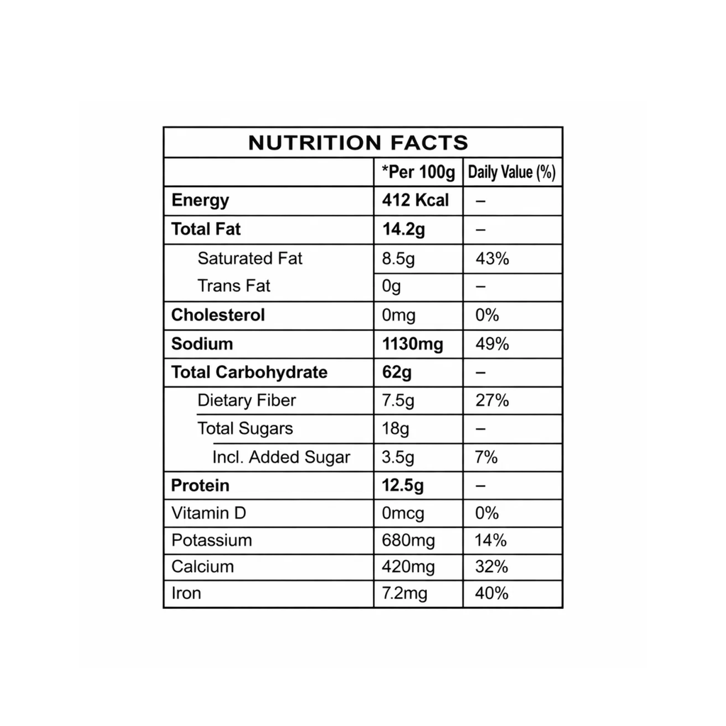 Rozvaan Shahi Gravy Premix powder in a package, showcasing the back label with ingredients and preparation instructions.