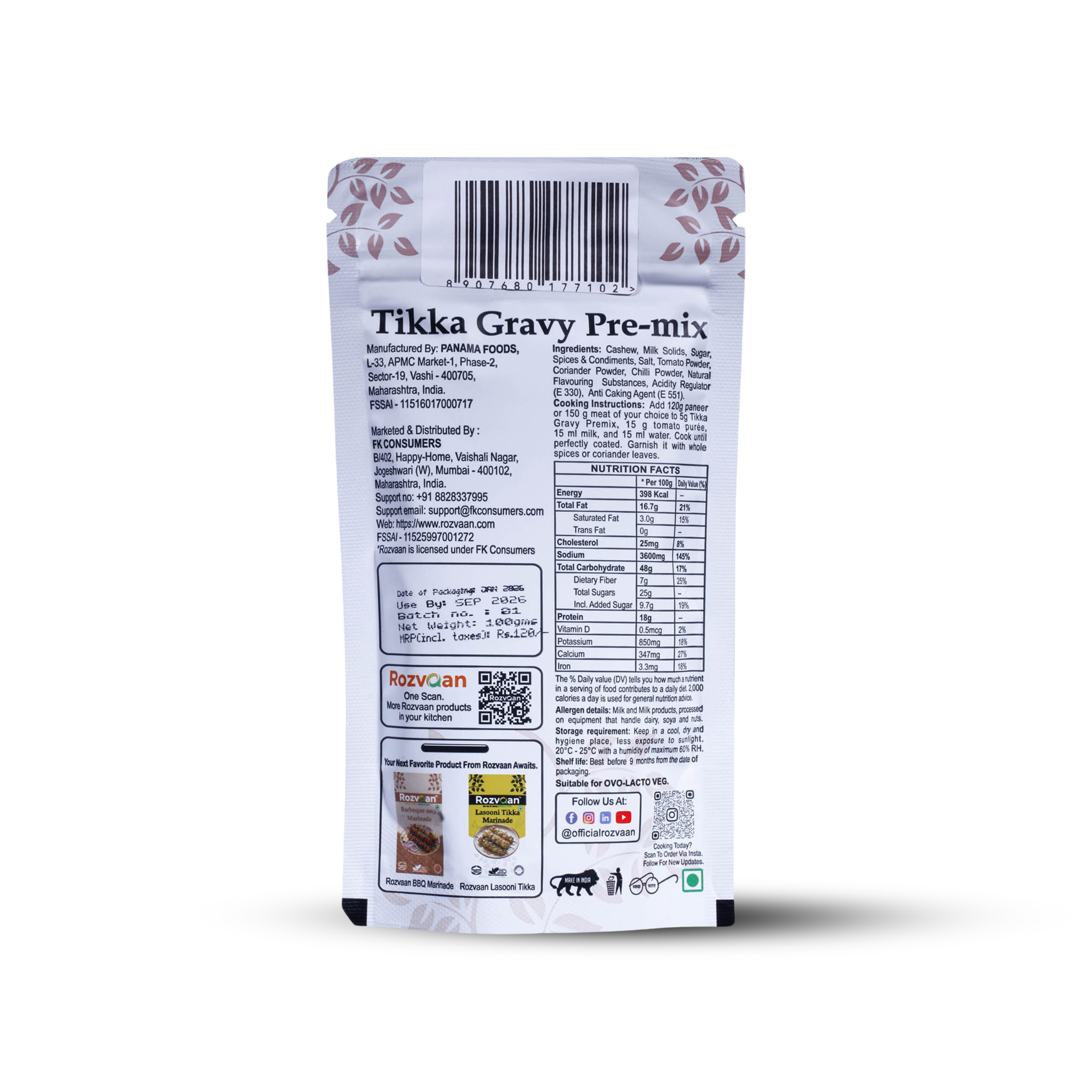 Rozvaan Tikka Gravy Premix - Rozvaan